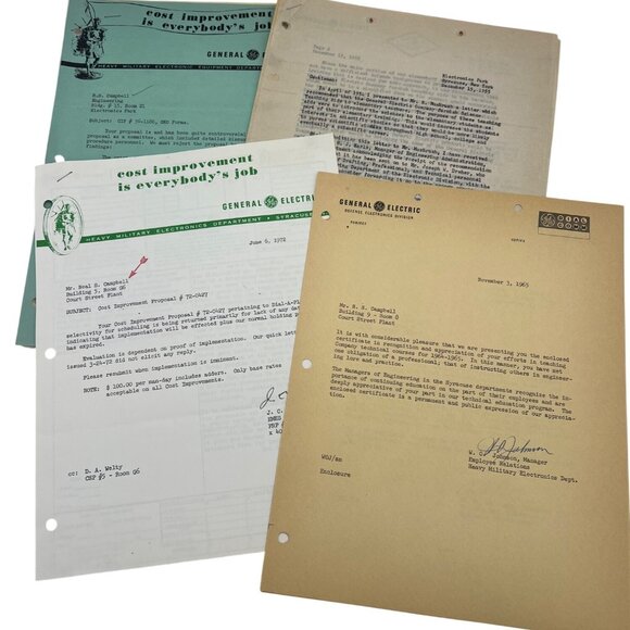 GE Defense Electronics Cost Improvement Letters & Award Docs 1950s–80s Lot - Picture 2 of 6